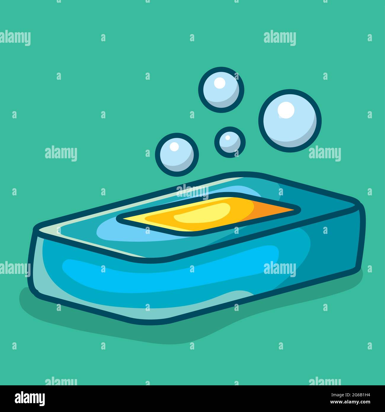 bar soap with float bubbles vector illustration in flat style Stock