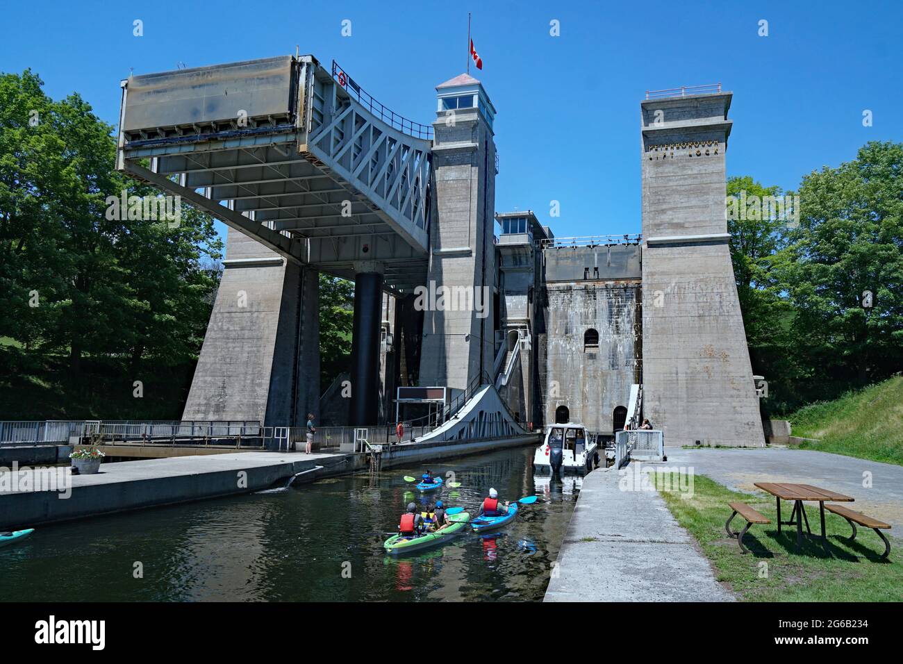 Lift lock on the Trent River at Peterborough, Canada, built in 1904, is the world's largest. Stock Photo