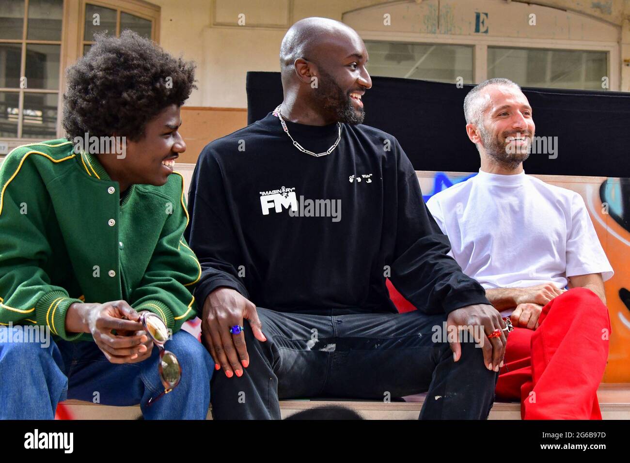 Creative Director Virgil Abloh with guests after the Off-White