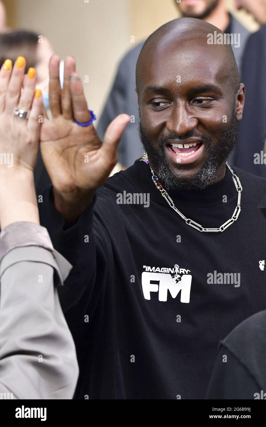 Creative Director Virgil Abloh with guests after the Off-White Fall/Winter  2021/2022 show as part of Paris Fashion Week on July 04, 2021 in Paris,  France. Photo by Jana Call me J/ABACAPRESS.COM Stock