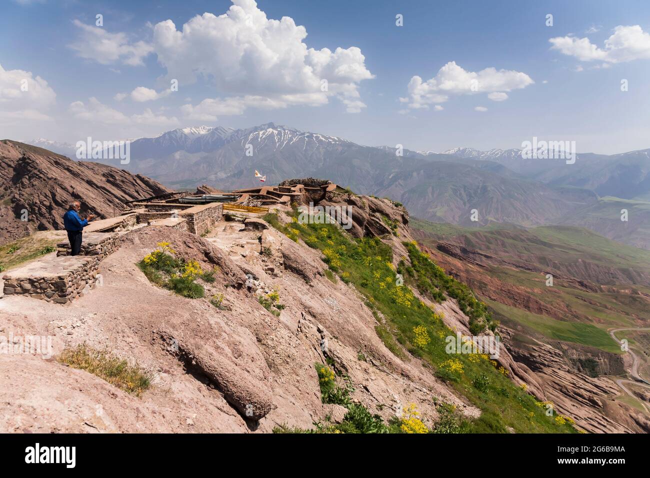 Alamut Castle, archaeological site on steep hilltop, Alamut, Qazvin Province, Iran, Persia, Western Asia, Asia Stock Photo