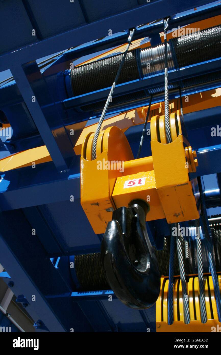 Powerful crane hook. Industrial background Stock Photo - Alamy