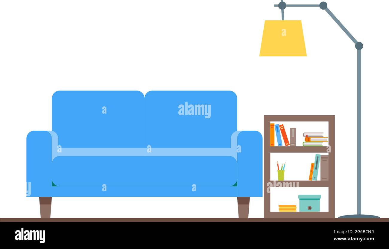 Living room with sofa design interior vector isolated Stock Vector ...