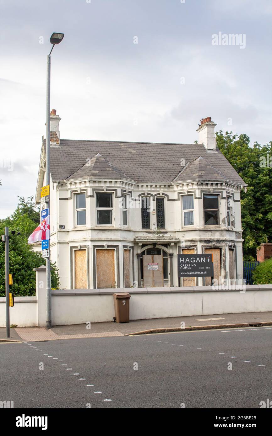 4 July 2021 A large detached house located at the corner of North Road and Newtownards Road in east Belfast Northern Ireland This property was once us Stock Photo