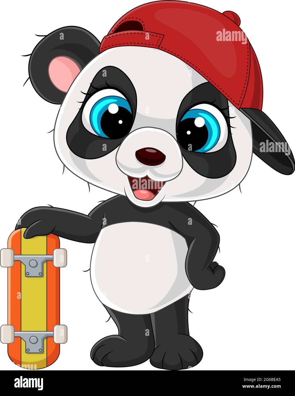Cartoon little panda holding skateboard Stock Vector Image & Art - Alamy