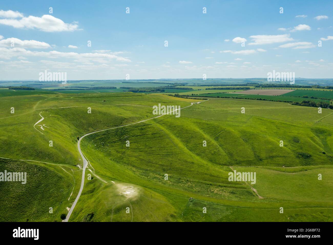 The aerial view of White Horse Hill, Uffington, Oxfordshire, England Stock Photo Alamy