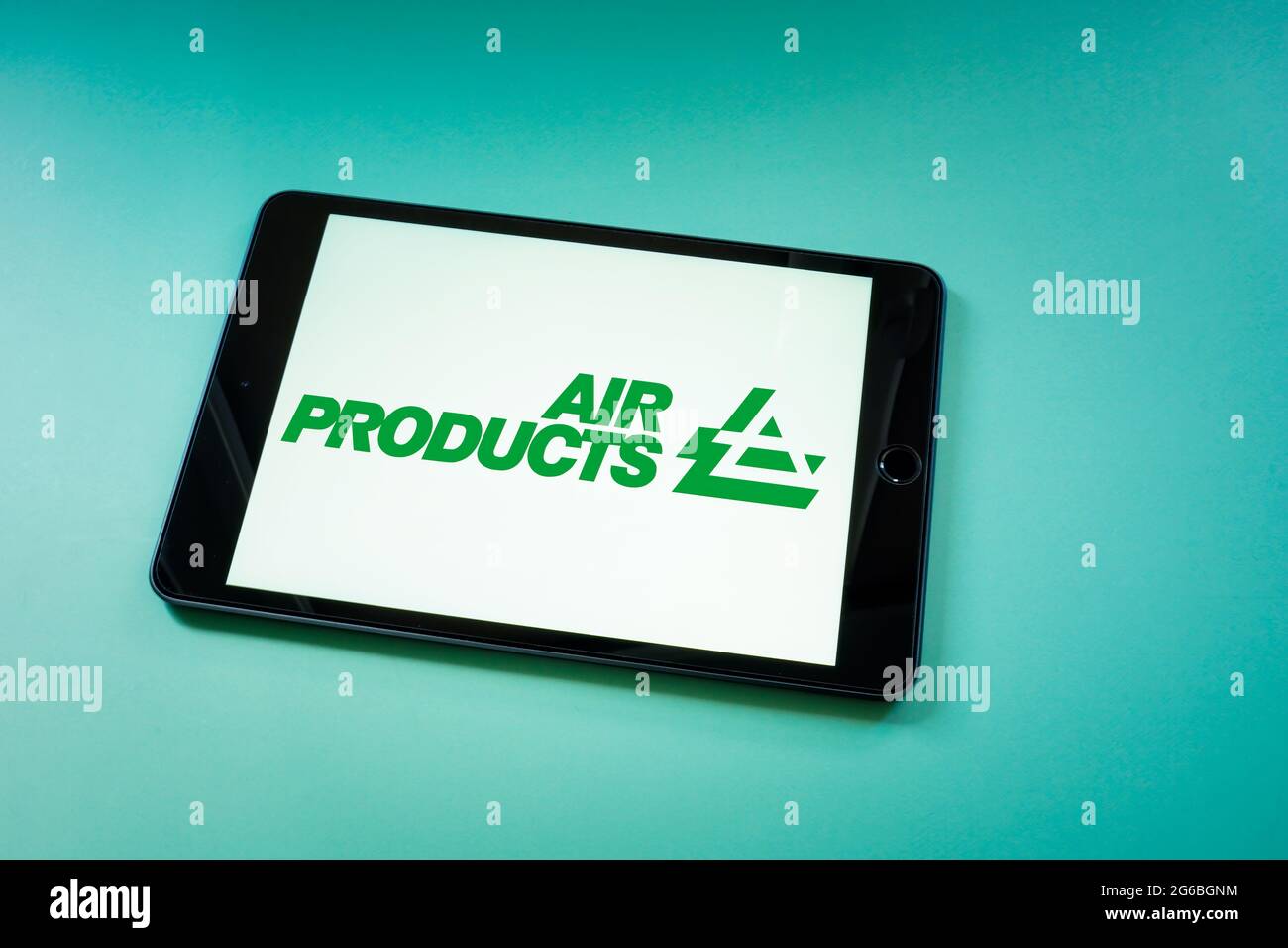 KYIV, UKRAINE - June 30, 2021. Air products and chemicals company logo. Stock Photo