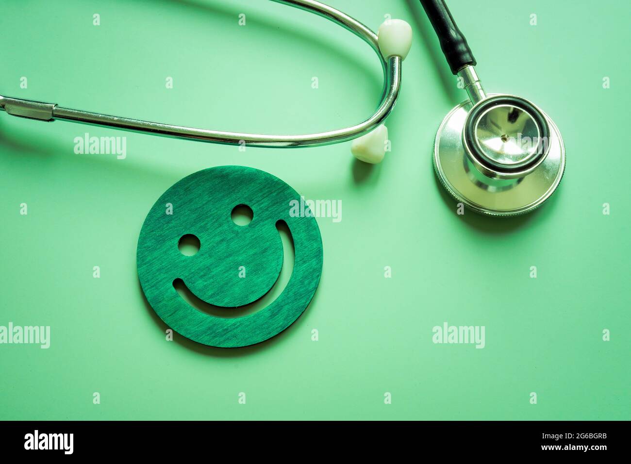 Patient satisfaction concept. Stethoscope and smile face as good