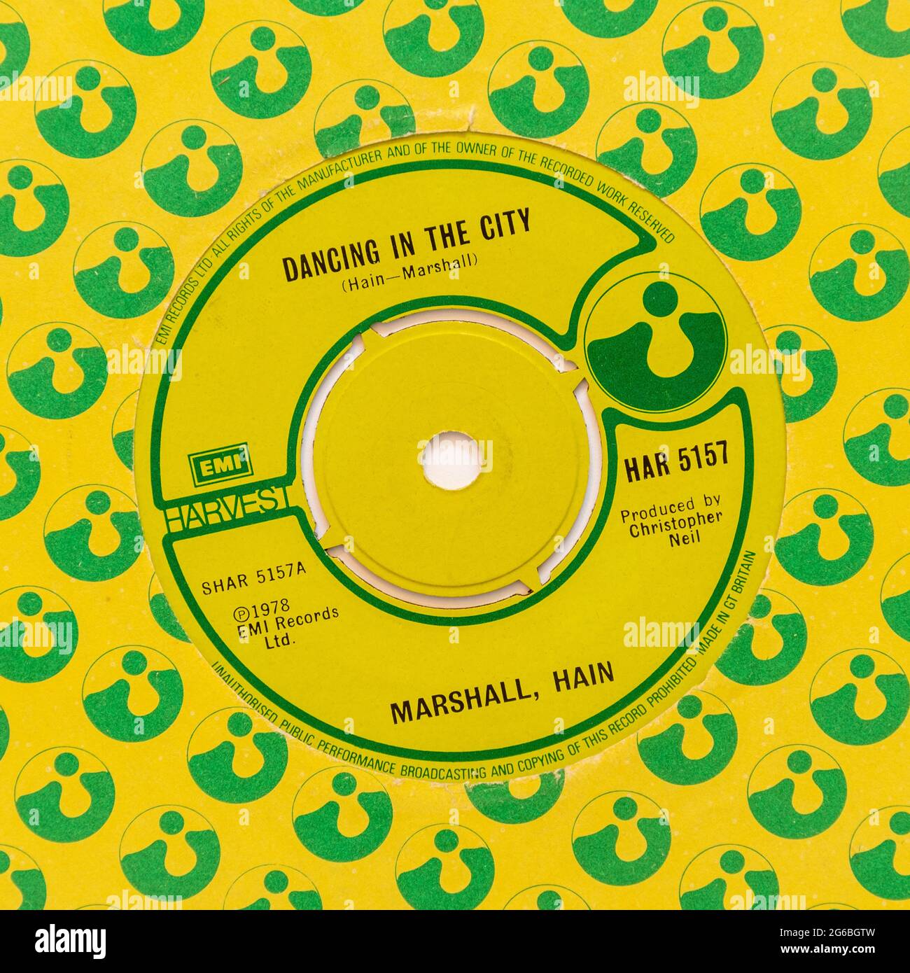 Dancing in the City by Marshall Hain, a stock photo of the 7' single vinyl 45 rpm record in cover Stock Photo