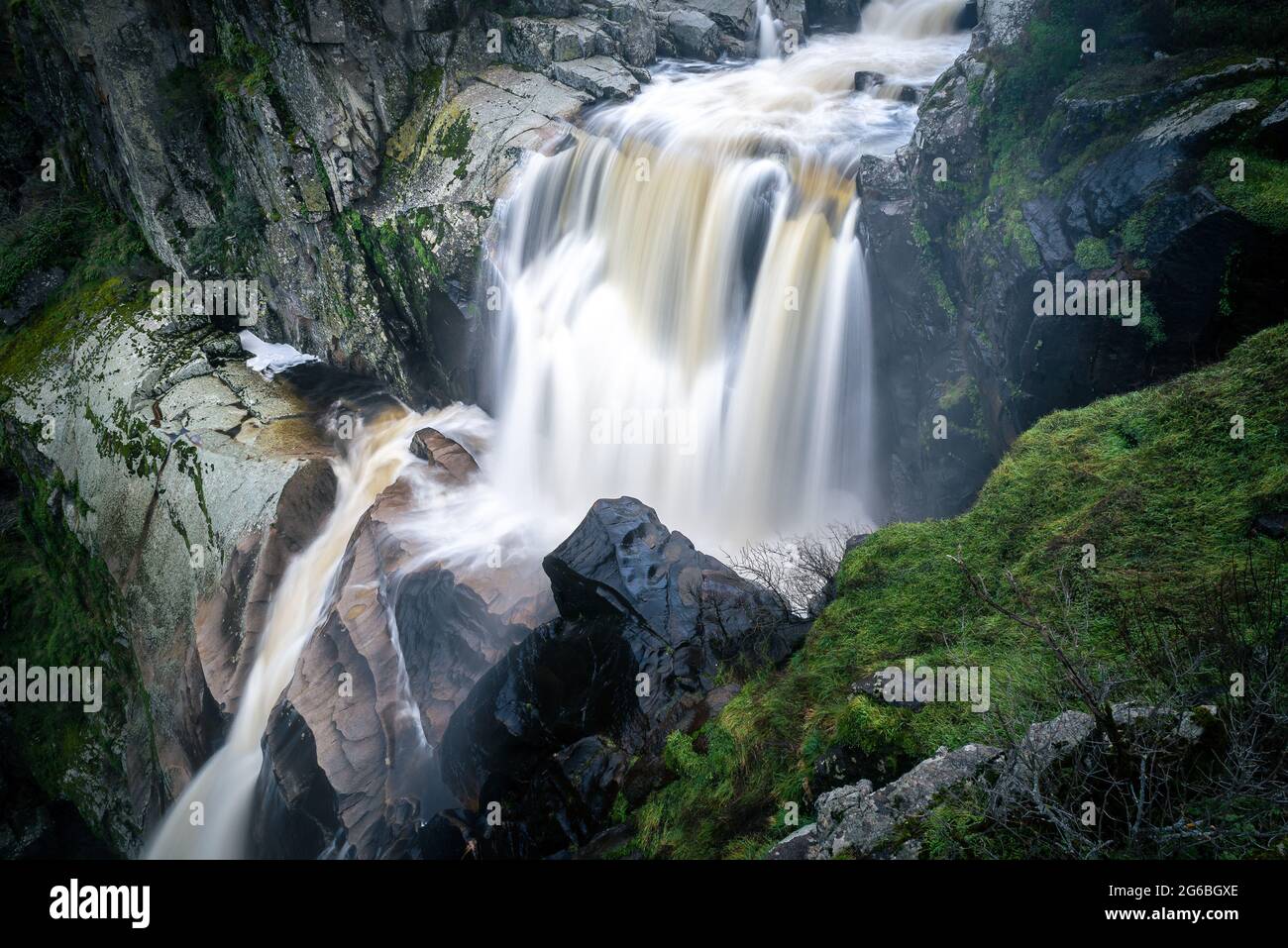 Waterfall of Pozo de los Humos, Salamanca province, Spain Stock Photo
