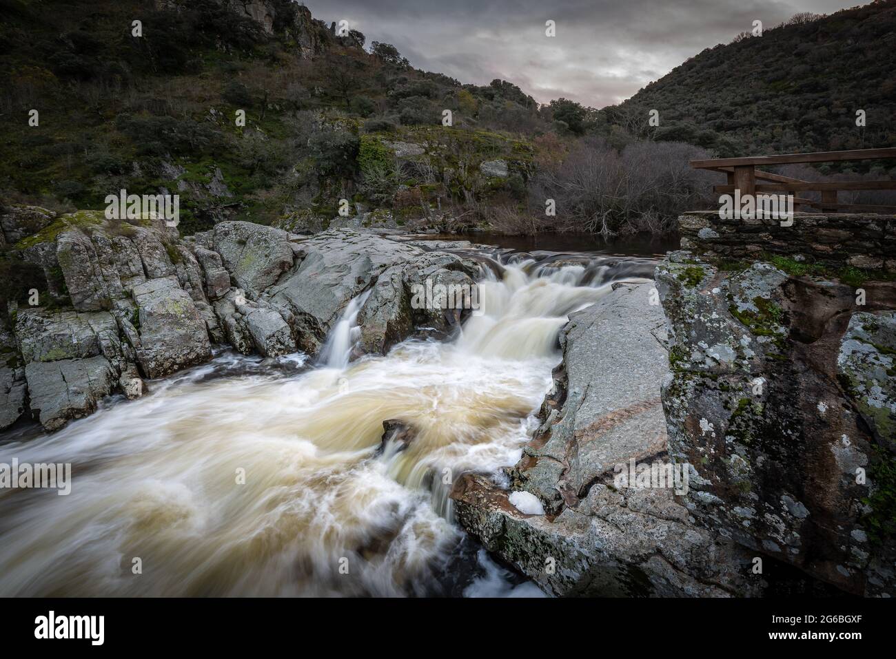 Waterfall of Pozo de los Humos, Salamanca province, Spain Stock Photo