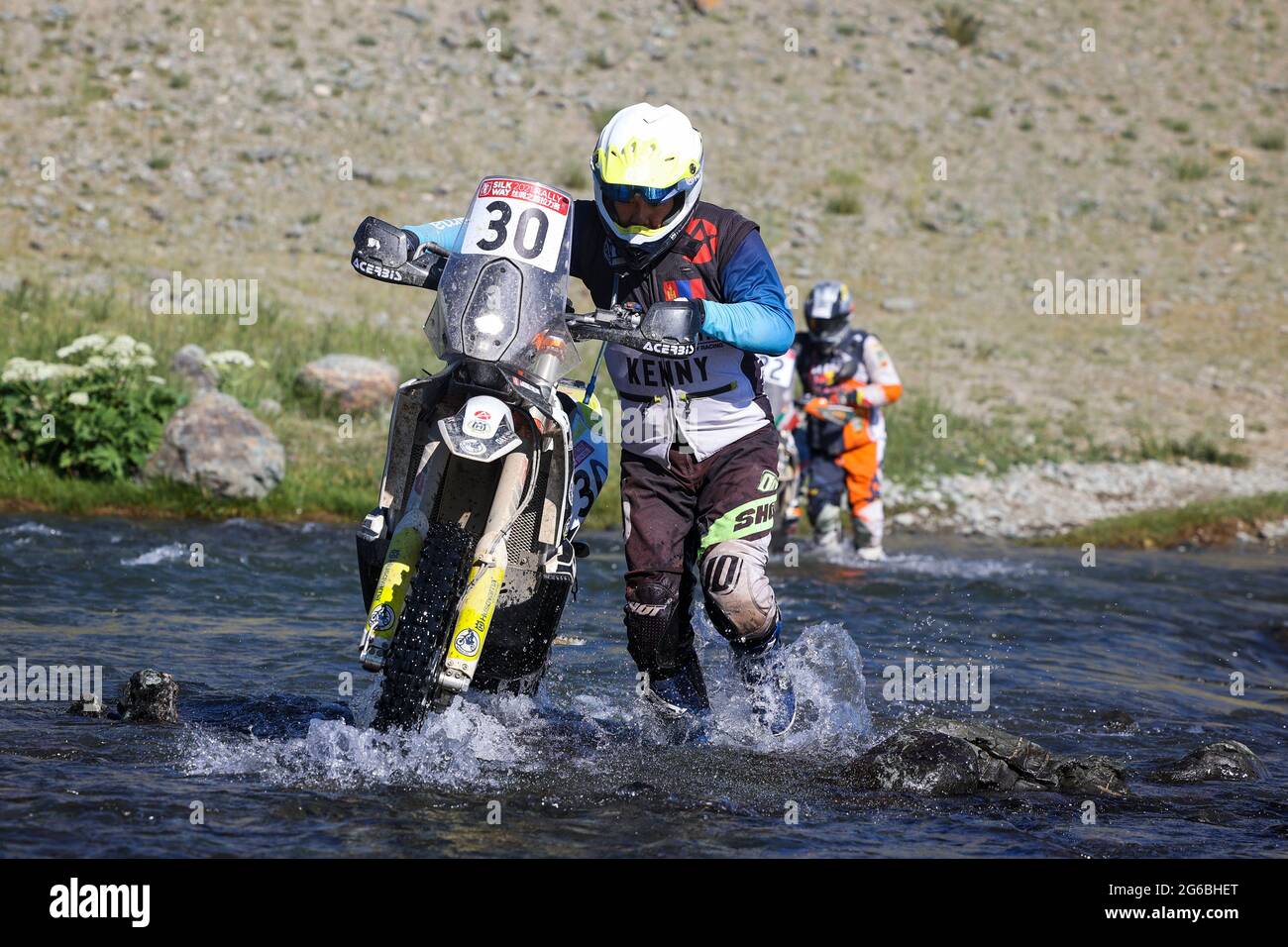 Gorno Altaysk, Russie. 05th July, 2021. 30 Chuluun Ganzorig (mng), Husqvarna  FR 450, action during the Silk Way Rally 2021's 3rd stage around  Gorno-Altaysk, in Russia, on July 05, 2021 - Photo