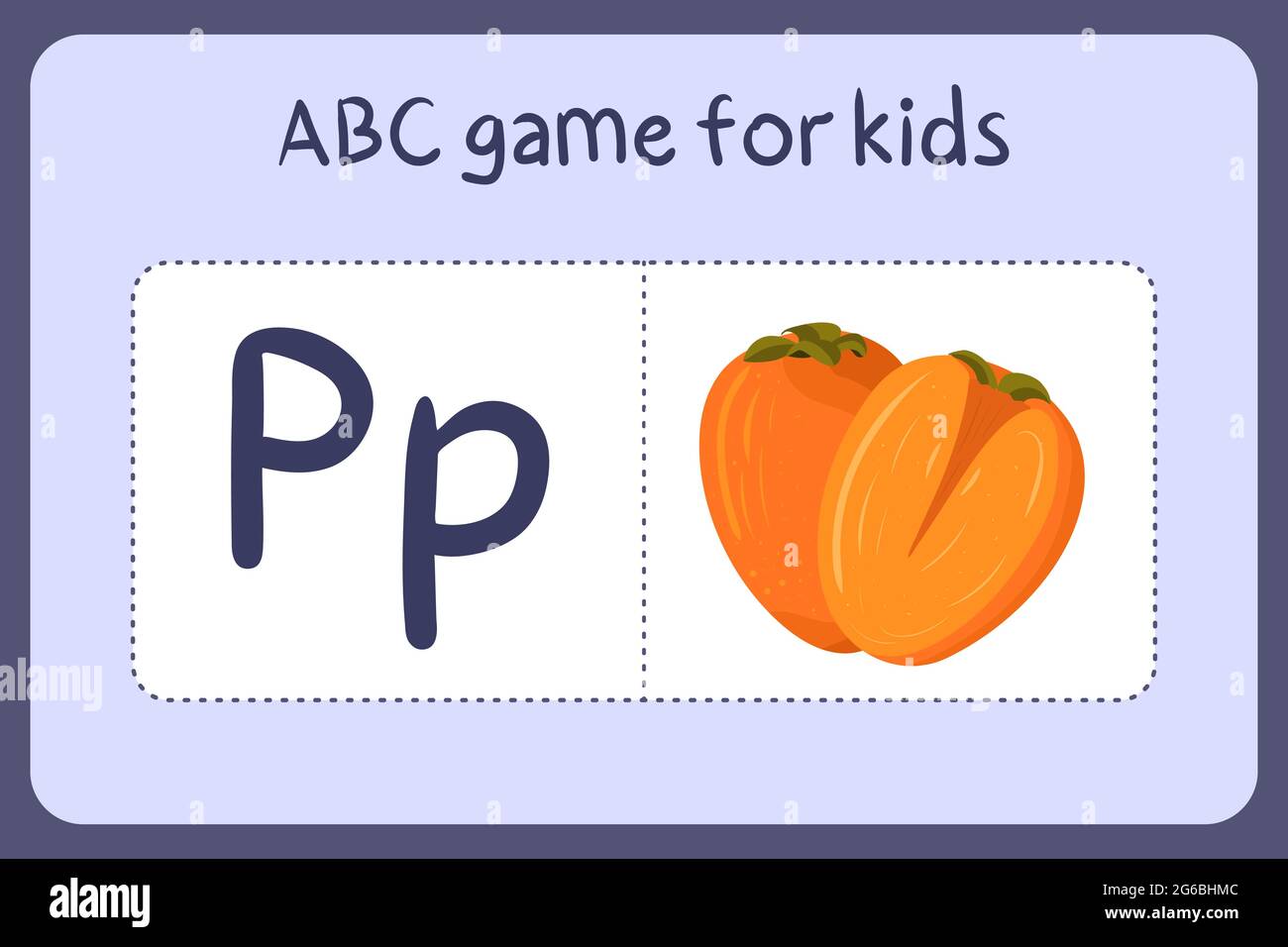 Kid alphabet mini games in cartoon style with letter P - persimmon ...