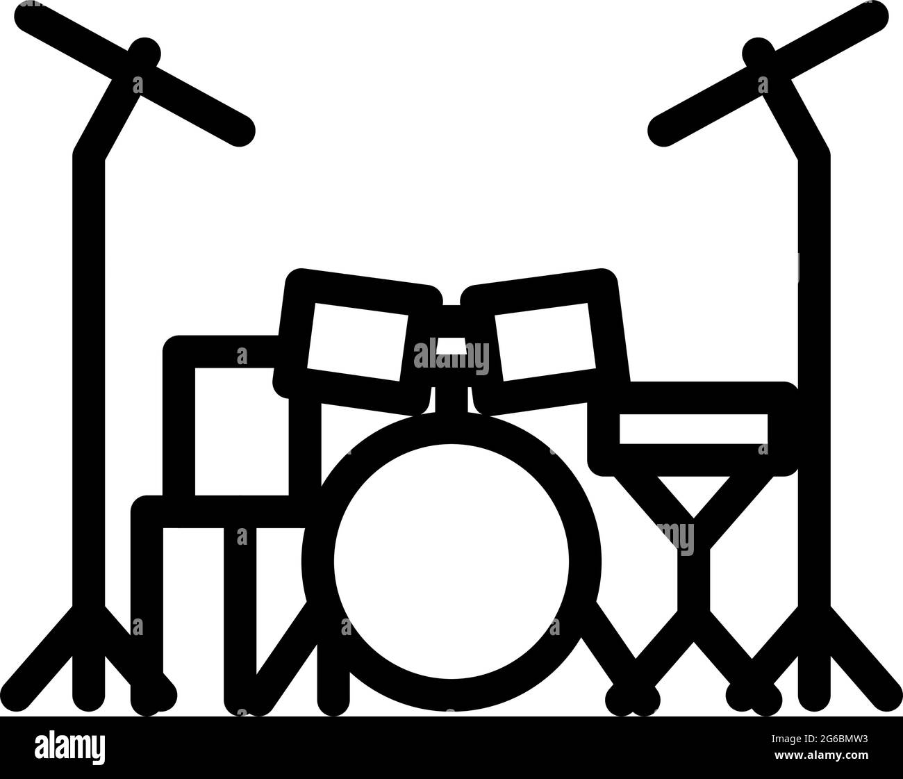 Drum Set Icon. Bold outline design with editable stroke width. Vector