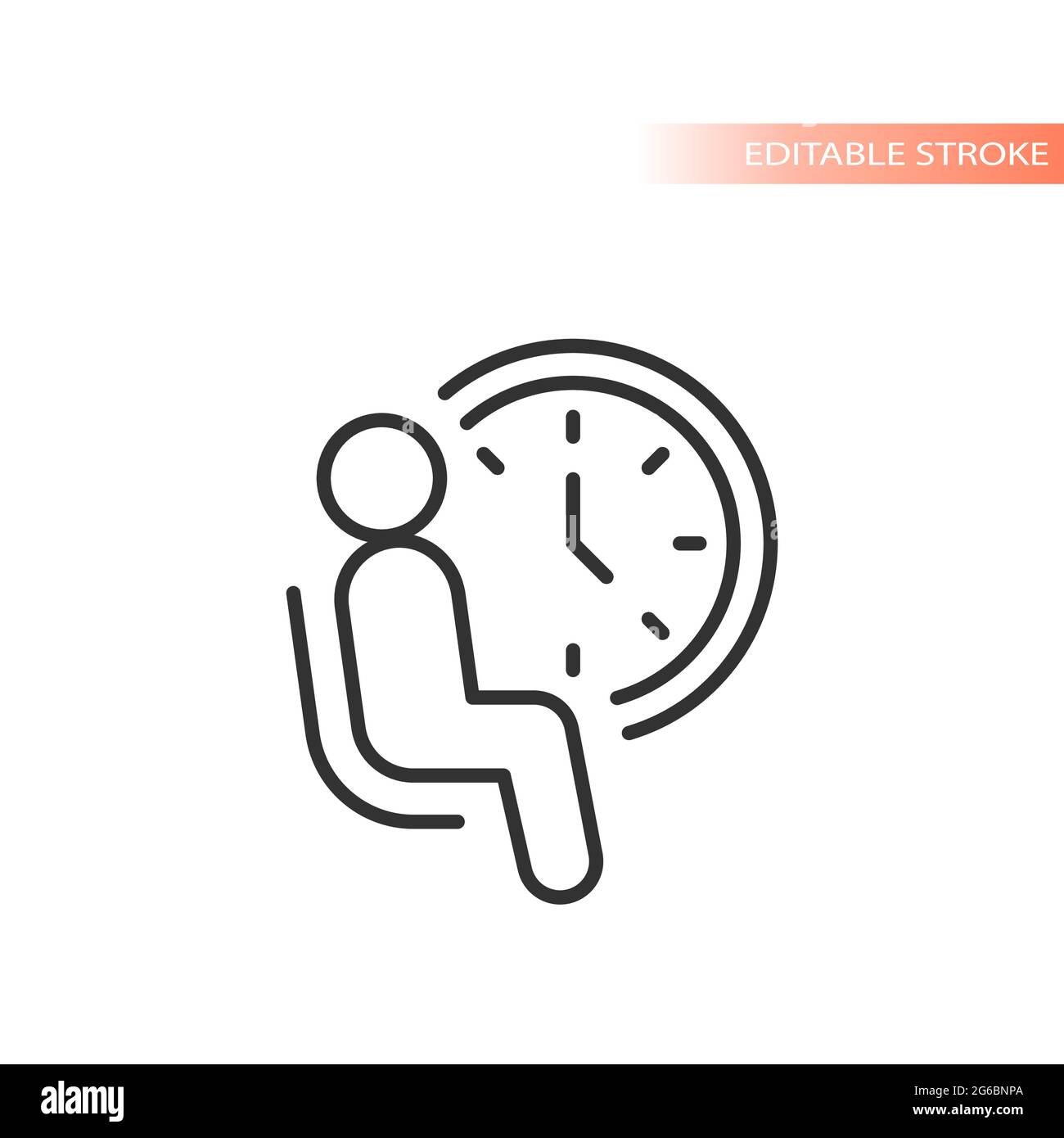 Waiting Room Line Vector Icon Man Sitting In A Chair With A Clock