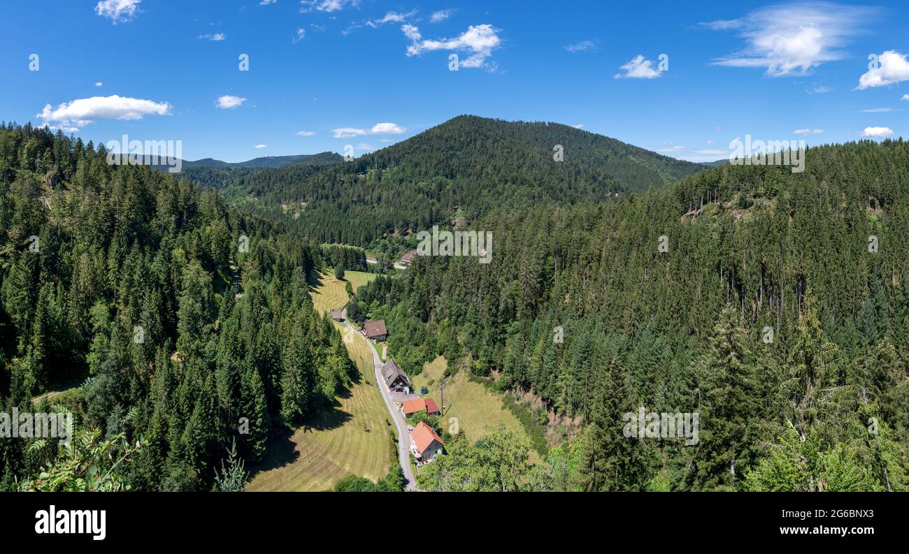 Panoramic view from Burgbachfelsen near Bad Rippoldsau, Black Forest, Germany Stock Photo