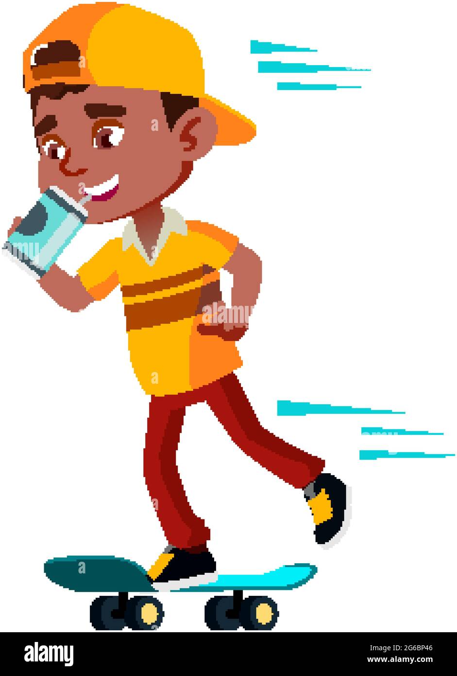 Boy Riding Skateboard And Drinking Drink Vector Stock Vector Image & Art -  Alamy