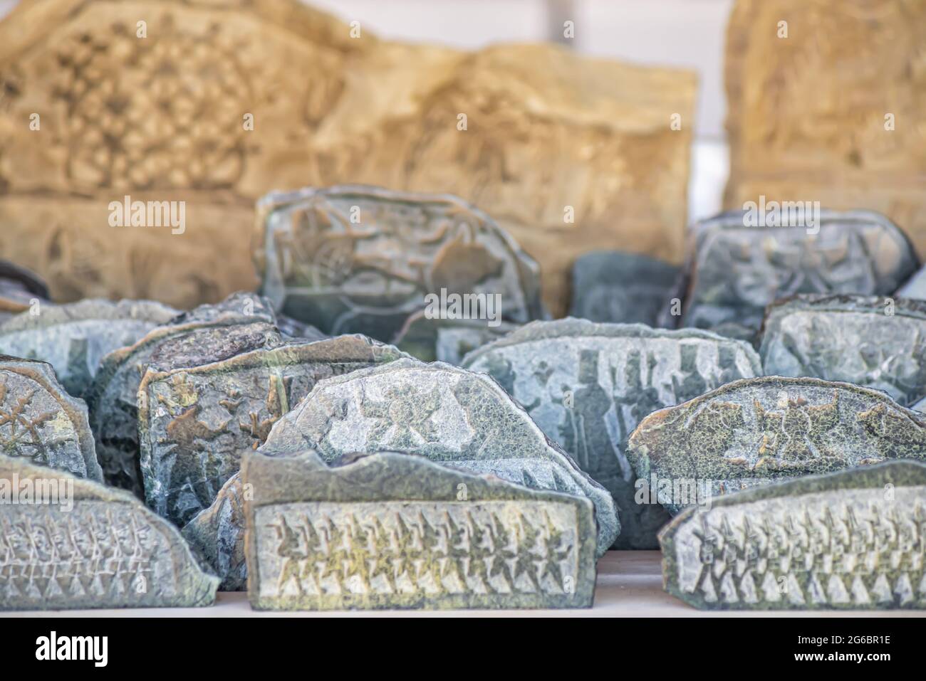 Preserved artworks made in Hattusa, the old capital of the Hittite Civilization - Corum, Turkey Stock Photo