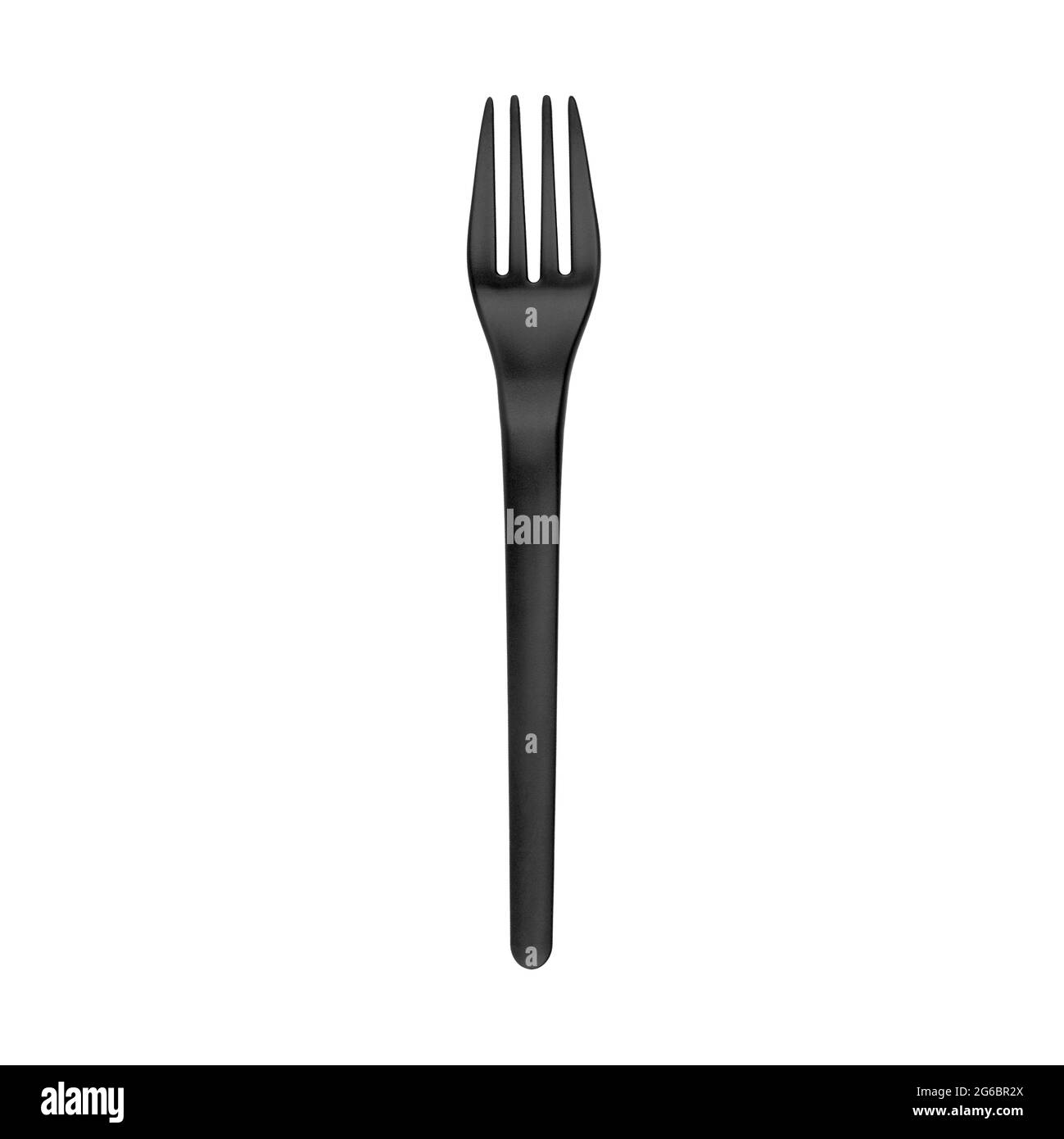 Plastic fork on white background isolated closeup, disposable plastic