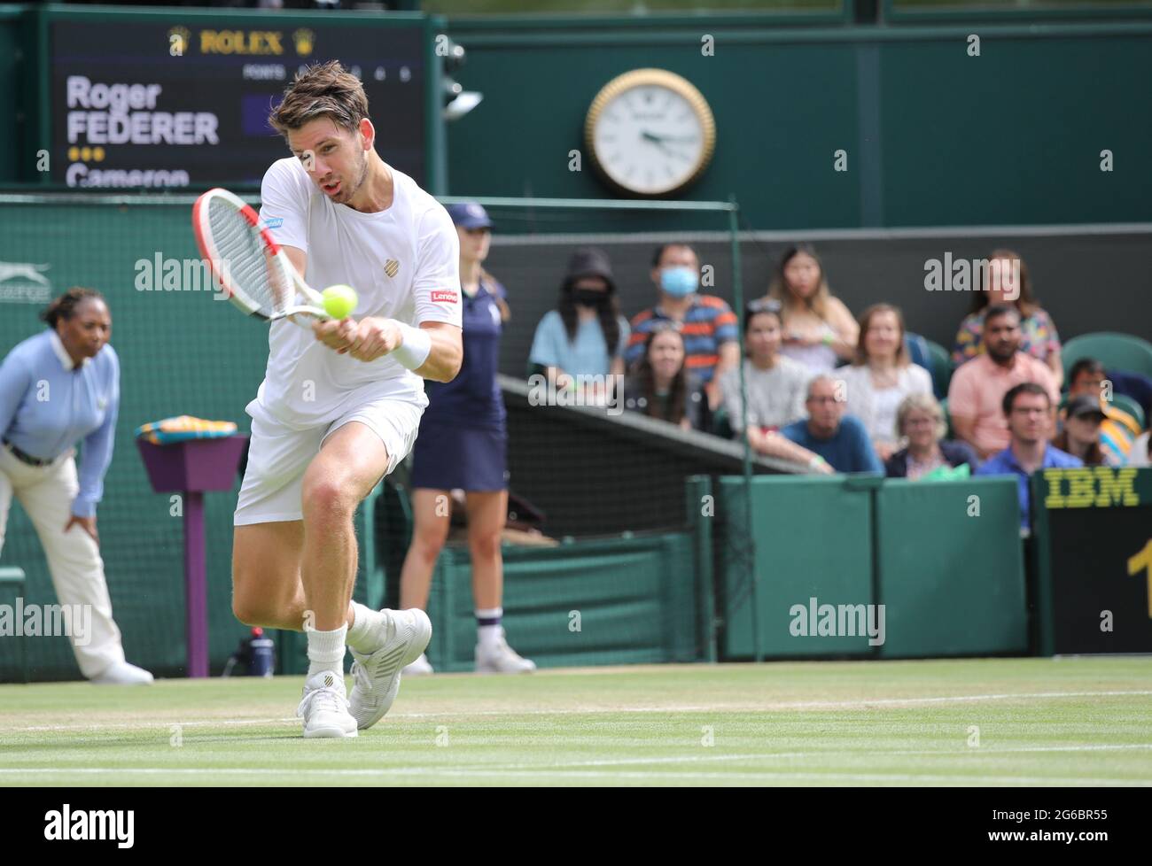 London, UK. 03rd July, 2021. Cameron Norrie in his match against Roger Federer at Wimbledon Day Six Credit: Paul Marriott/Alamy Live News Stock Photo