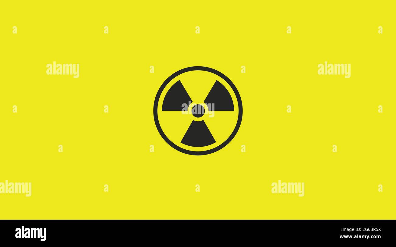 Radiation sign. Vector isolated illustration of an editable radiation icon or sign on a yellow blackground Stock Vector