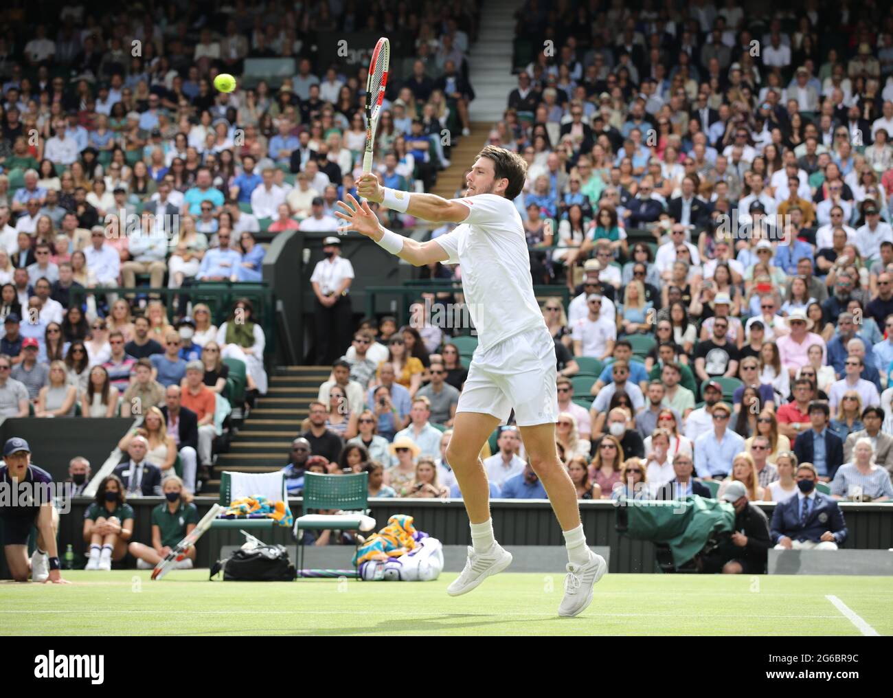 London, UK. 03rd July, 2021. Cameron Norrie in his match against Roger Federer at Wimbledon Day Six Credit: Paul Marriott/Alamy Live News Stock Photo