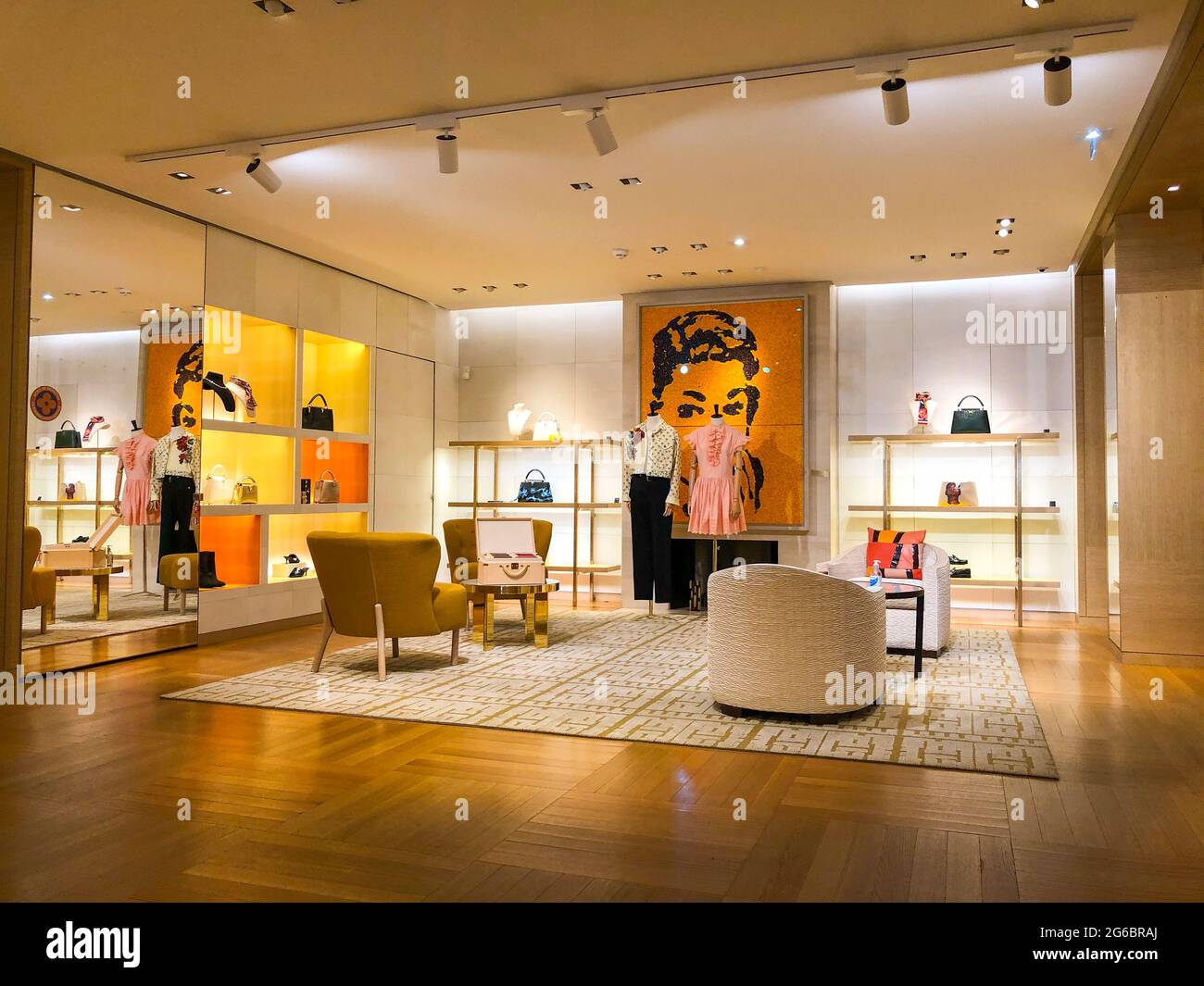 Paris, France, Louis Vuitton store, LVMH, contemporary interiors, Showroom,  Fashion Designer, modernist INTERIOR DESIGN, Prestige consumer, modern  interiors, Rich Products Stock Photo - Alamy