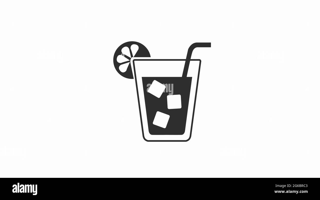 Drink Icon. Vector isolated black and white illustration of a glass