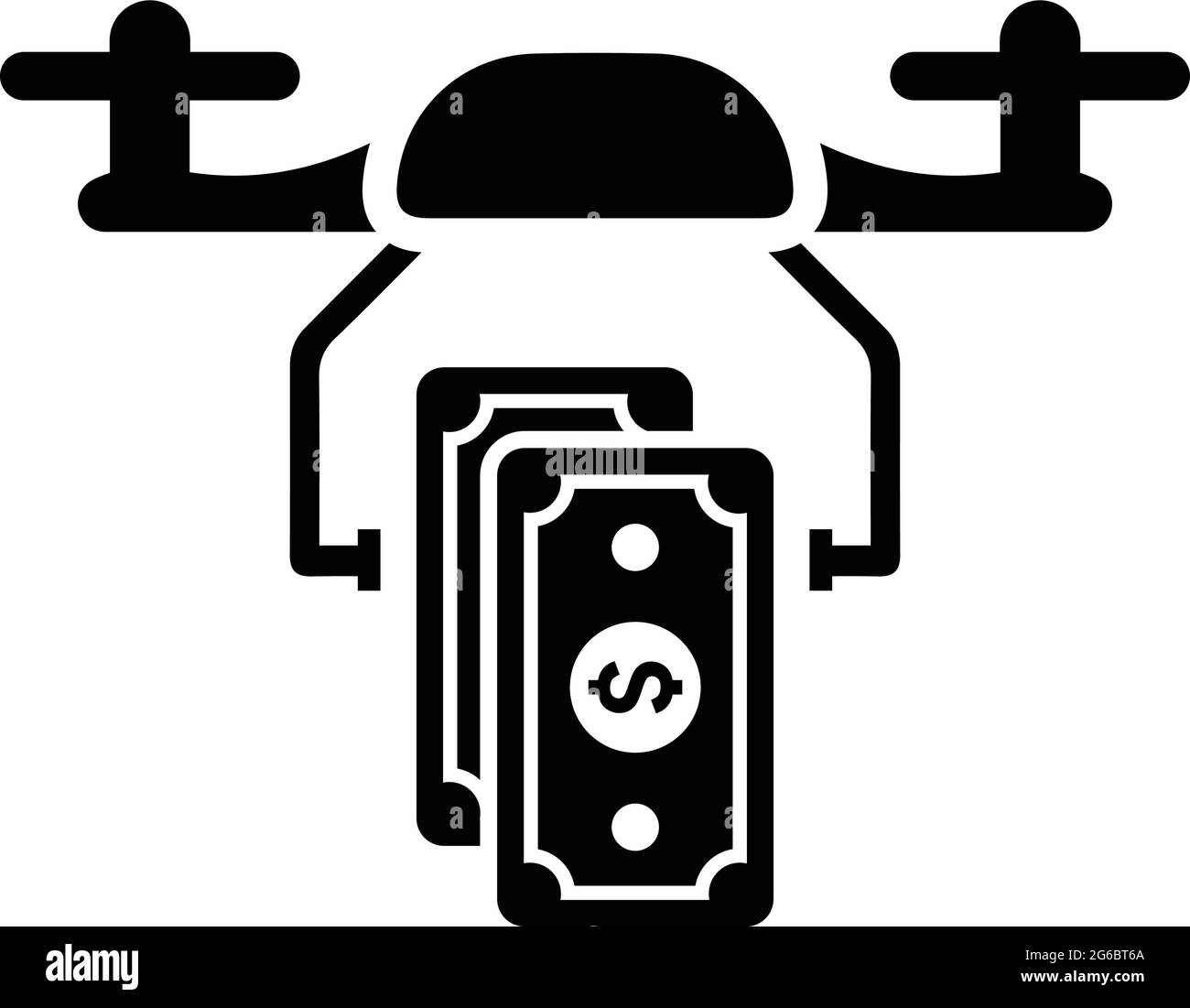 Commerce, trade, flying drone icon is isolated on white background. Use for graphic and web design or commercial purposes. Vector EPS file. Stock Vector