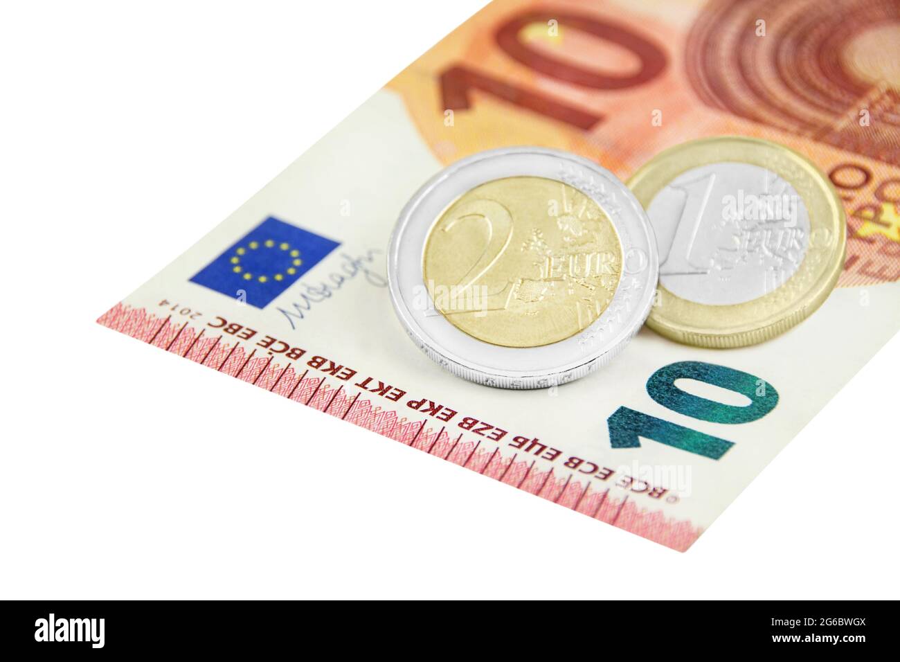 13,00 Euro auf weissem Hintergrund Stock Photo