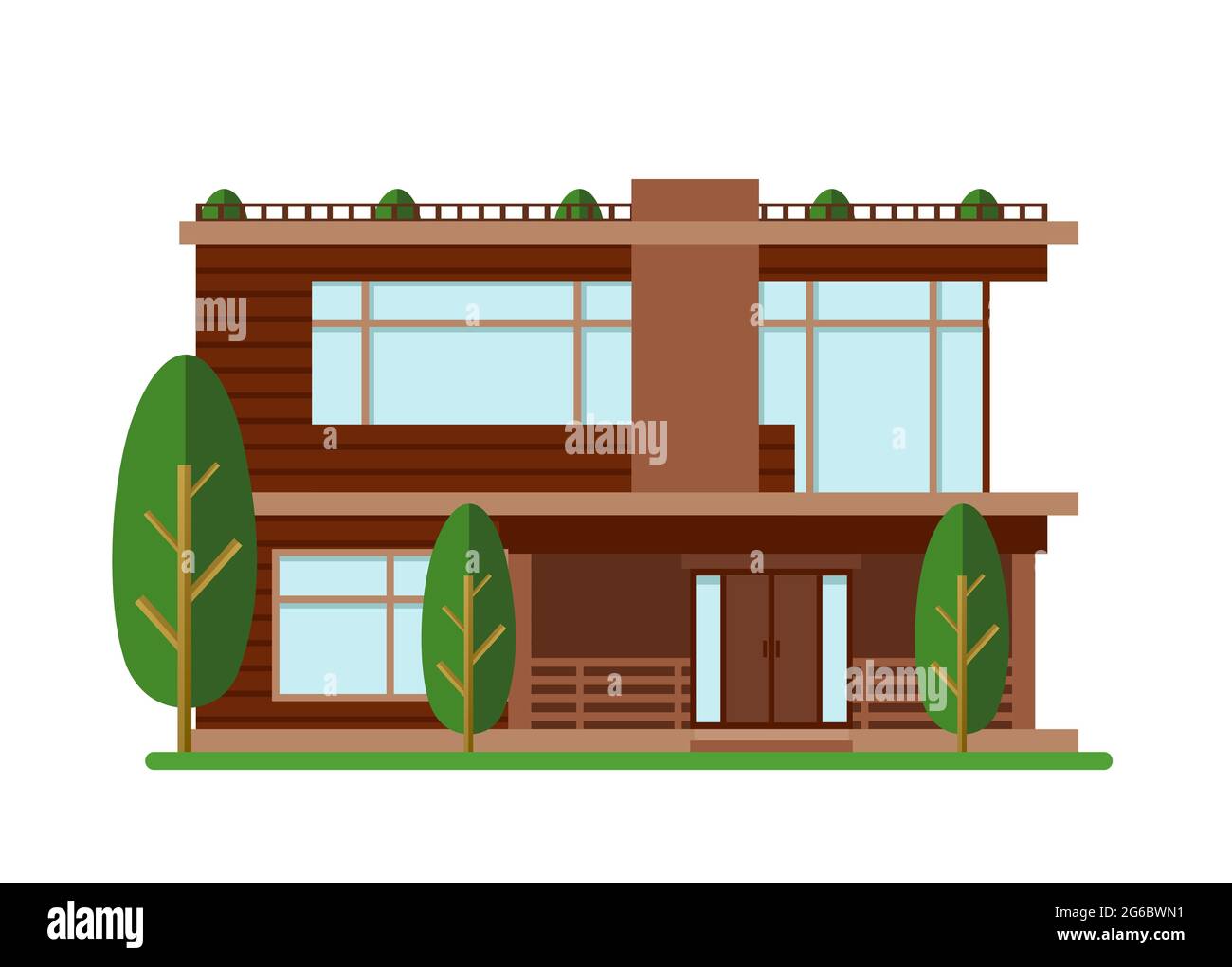 Vector illustration of modern house. Family home. Facade apartment house, cottage, building concept in flat style. Stock Vector