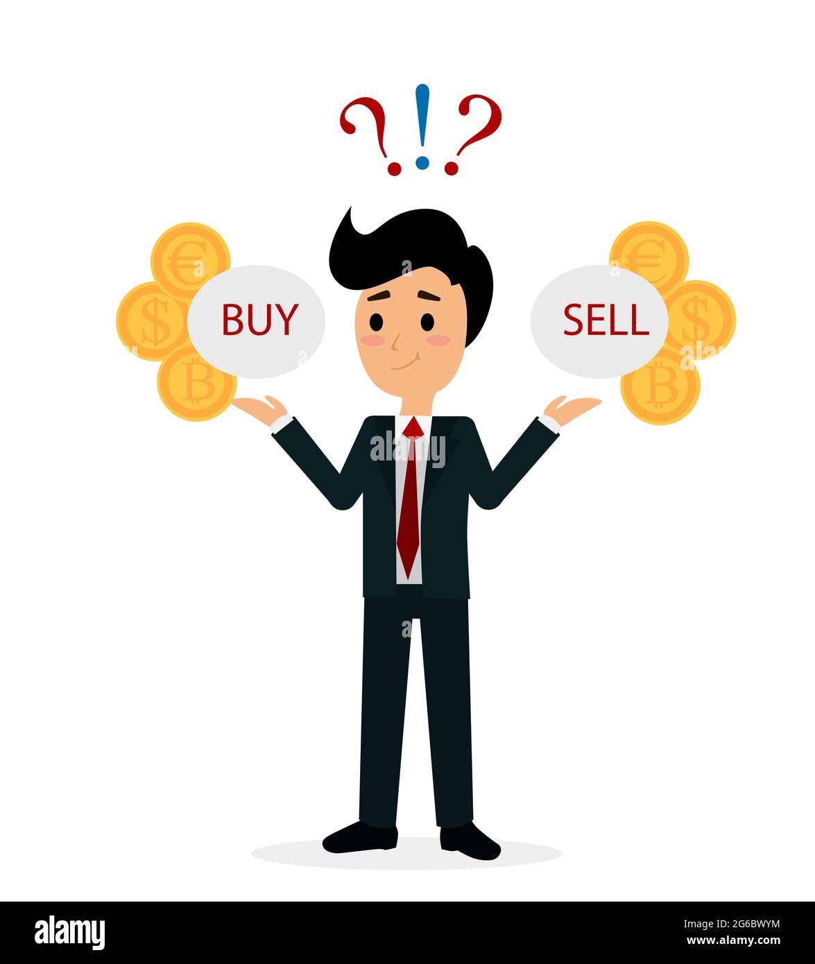 Vector illustration of funny trader character analyzing, deciding to buy or sell shares or currency. Financial market business man. Flat cartoon style Stock Vector Image & Art - Alamy Vector illustration of funny trader character analyzing, deciding to buy or sell shares or currency. Financial market business man. Flat cartoon style Stock Vector Image & Art - Alamy