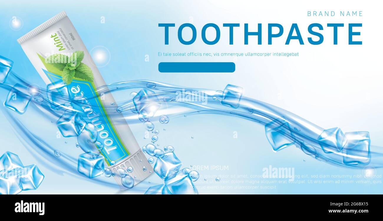 Toothpaste ads. Promotional advertising poster of fresh healthy dental