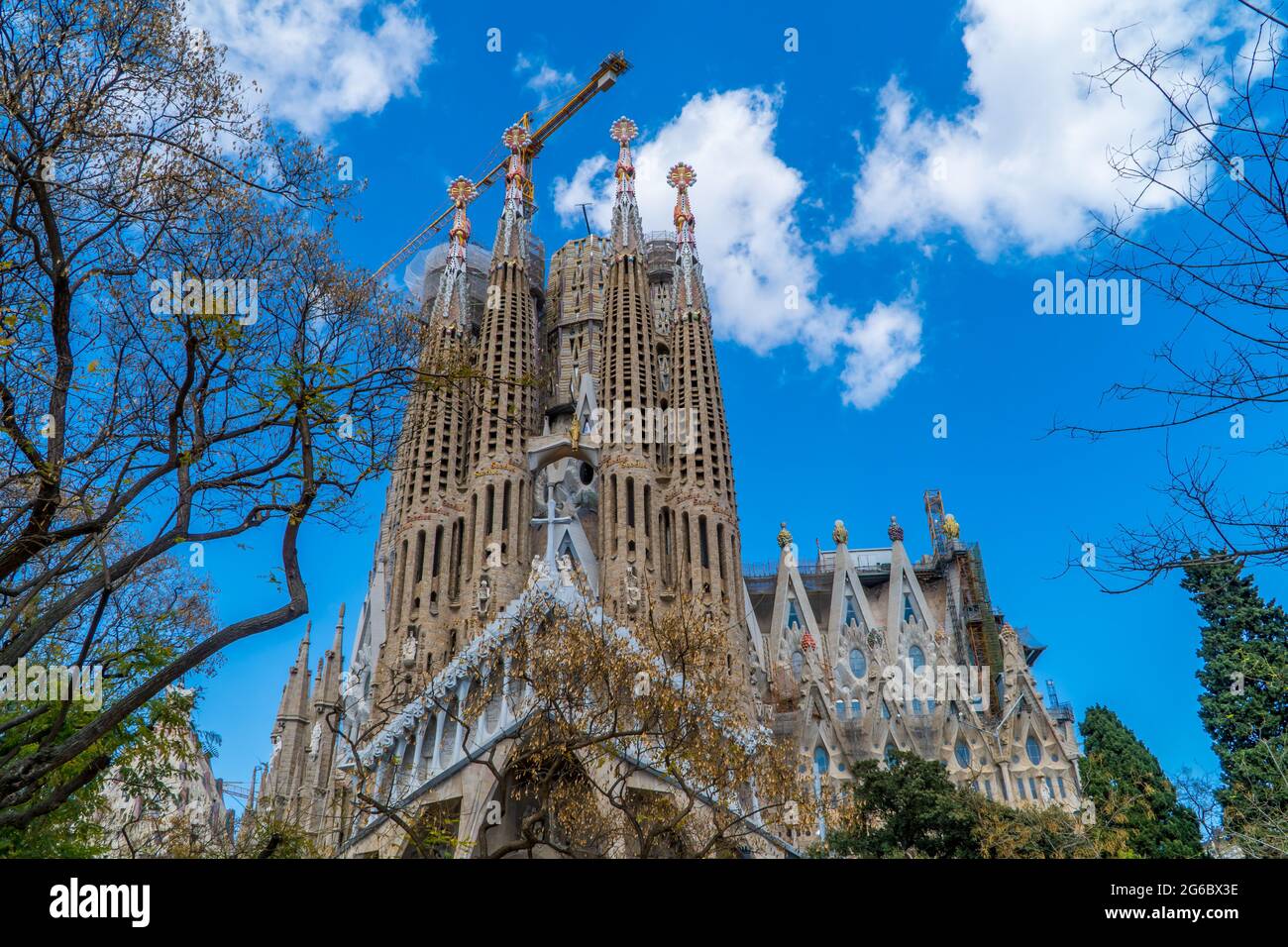 The Sagrada Familia Church in Barcelona, Spain in spring Stock Photo