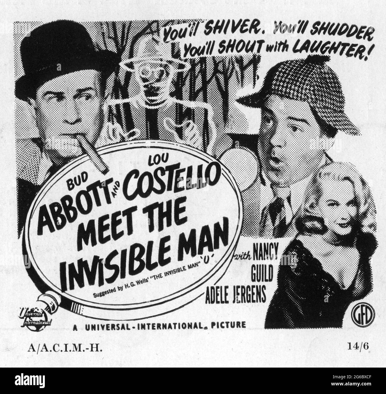 BUD ABBOTT LOU COSTELLO and ADELE JERGENS in BUD ABBOTT AND LOU