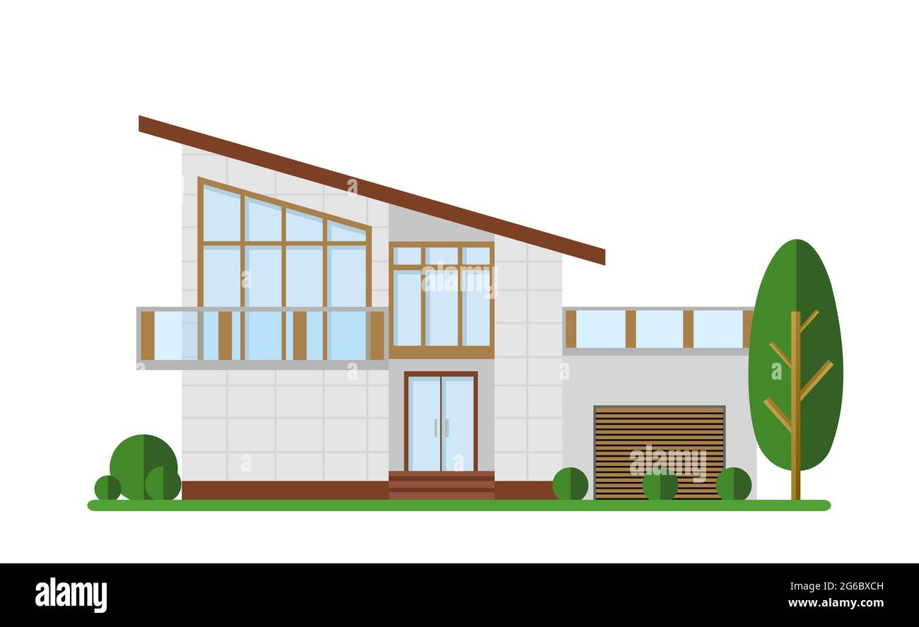 Vector illustration of family house. Modern apartment, cottage, building concept cottage in flat design. Stock Vector