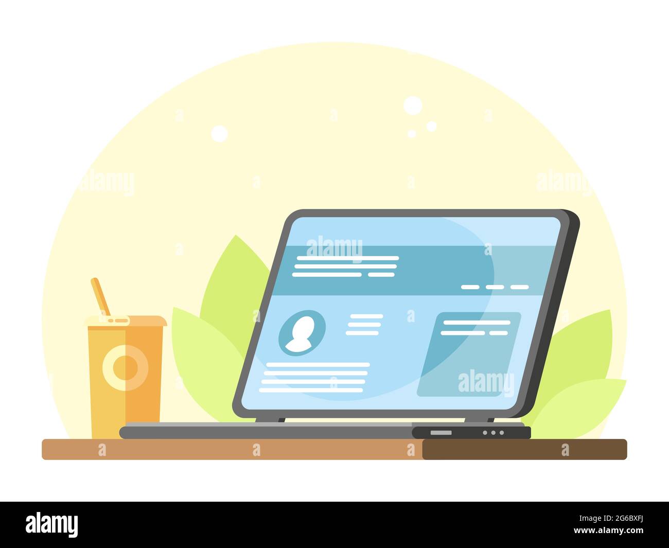 Laptop On A Table Stock Vector