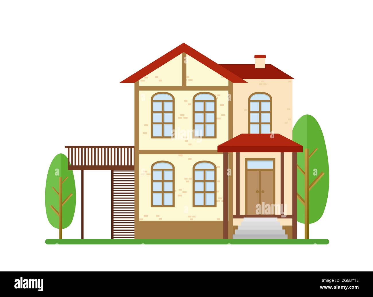 Vector illustration modern house, real estate, family home, apartment, cottage, building concept in flat style. Stock Vector