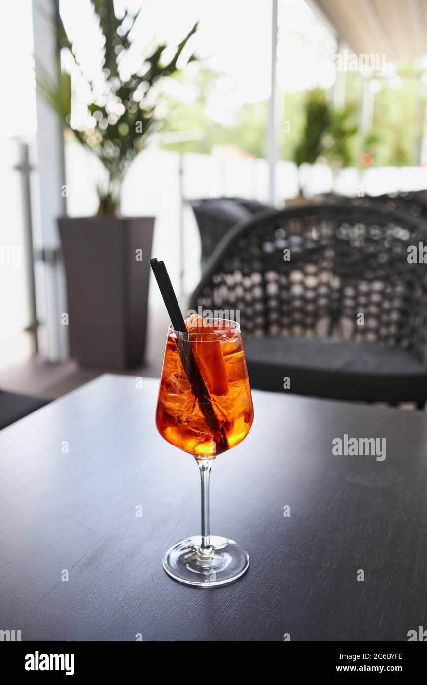 A glass of refreshing cocktail in a bar Stock Photo