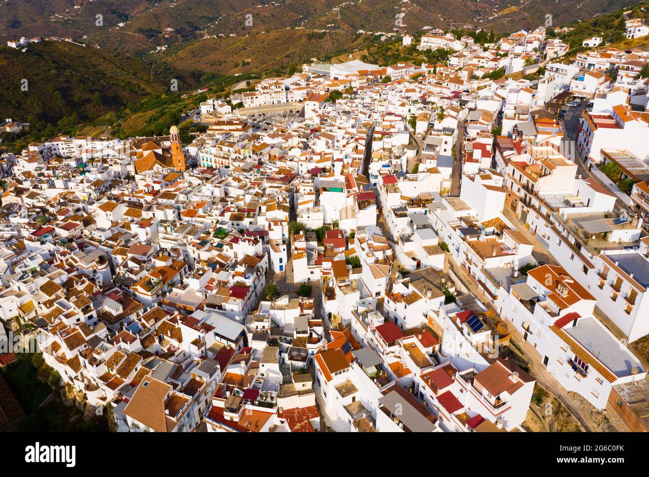 Scenic panoramic top view of city of Competa in Spain Stock Photo - Alamy