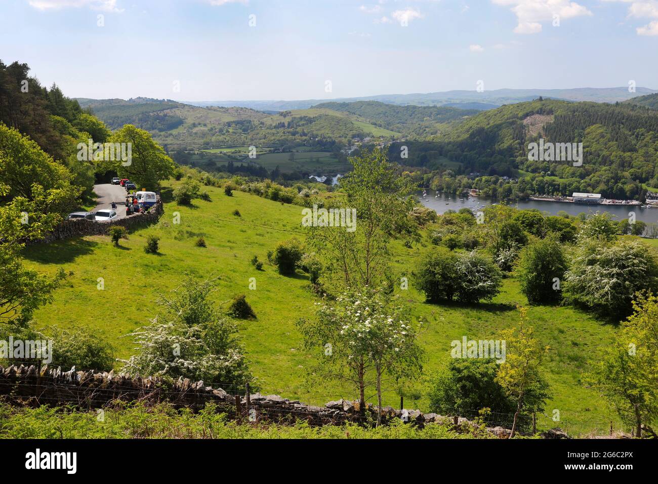 Lakeside, viewed from Gummers How, in the English Lake District Stock Photo