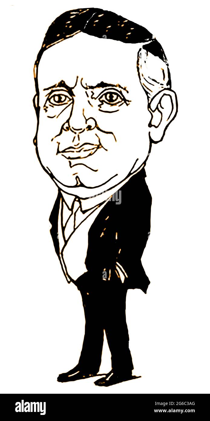 Charles Michael Schwab Steel magnate who was involved in  American government ship building  -from a book of cartoon caricatures of famous people of the time by artist Giovanni Viafora (USA) Stock Photo