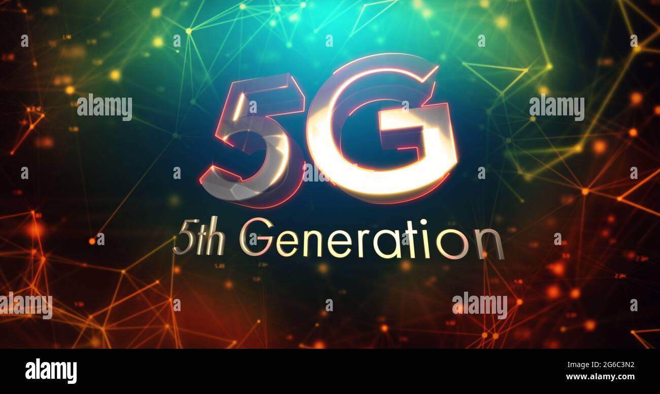 Image of 5g 5th generation text over network of connections Stock Photo