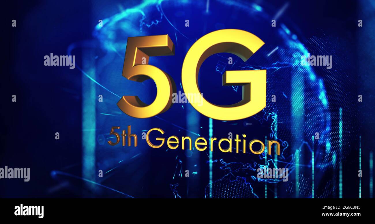 Image of 5g 5th generation text over spinning globe Stock Photo - Alamy