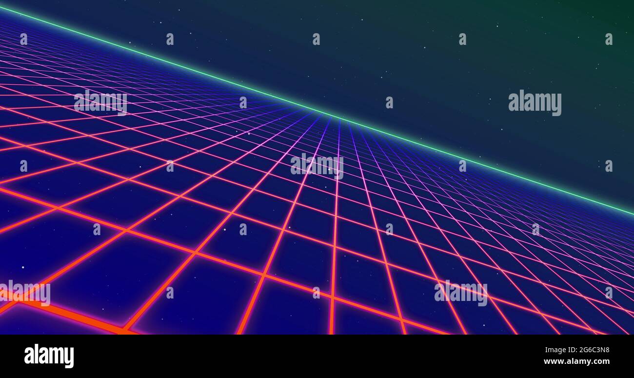 image-of-glowing-red-grid-moving-in-space-on-seamless-loop-stock-photo