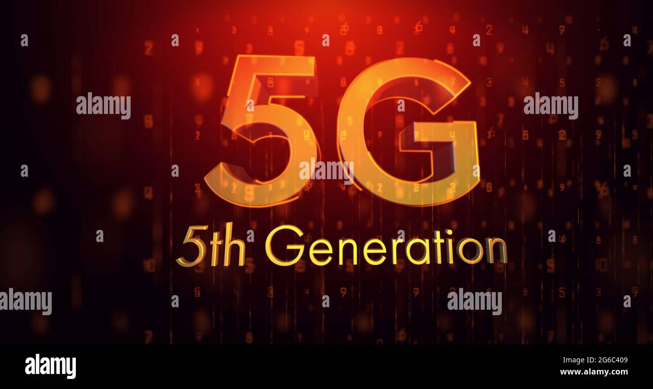 Image of 5g 5th generation text over glowing spots moving Stock Photo ...