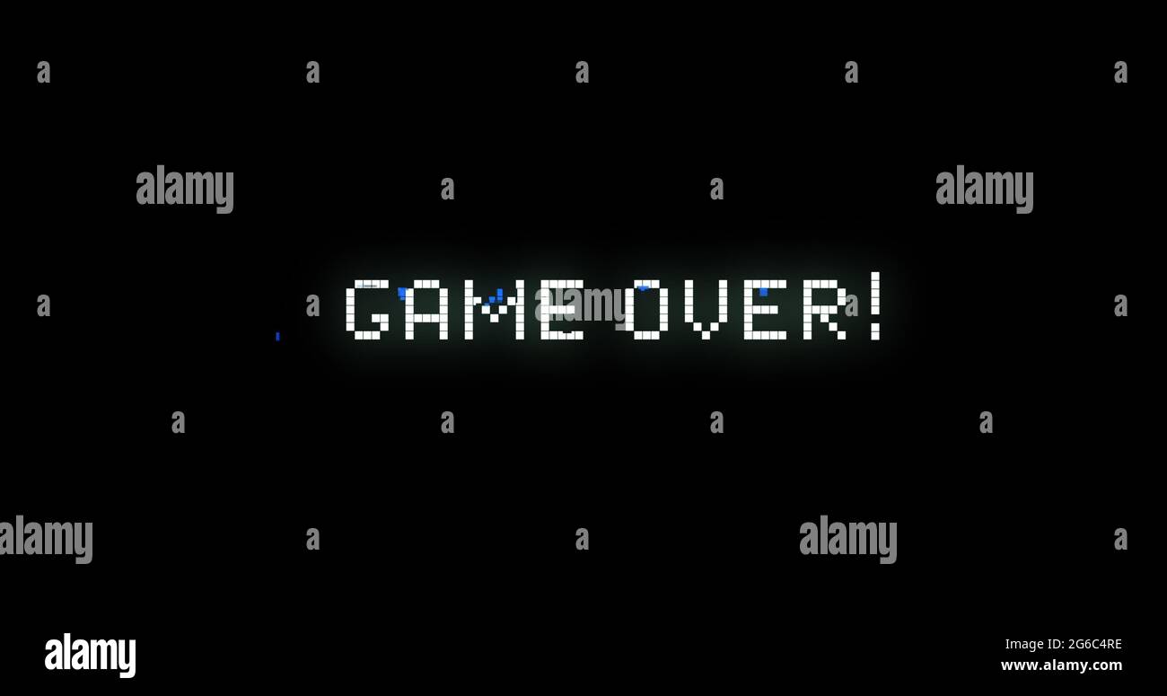 Game over text flickering against black background Stock Photo