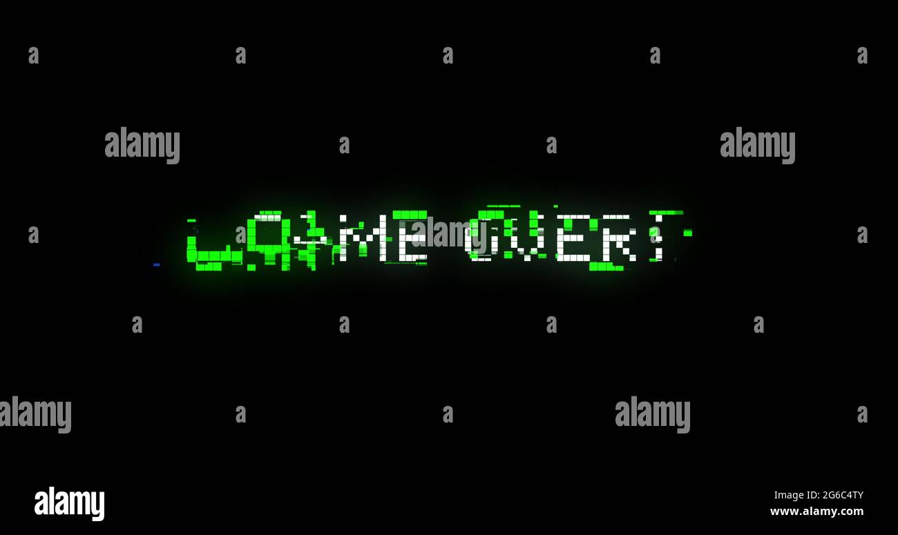 Game over text flickering against black background Stock Photo