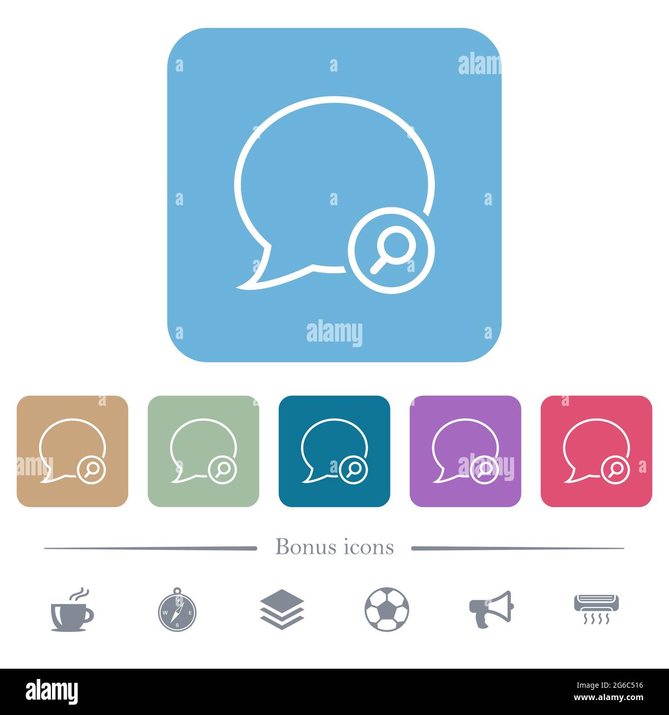 Find message outline white flat icons on color rounded square ...