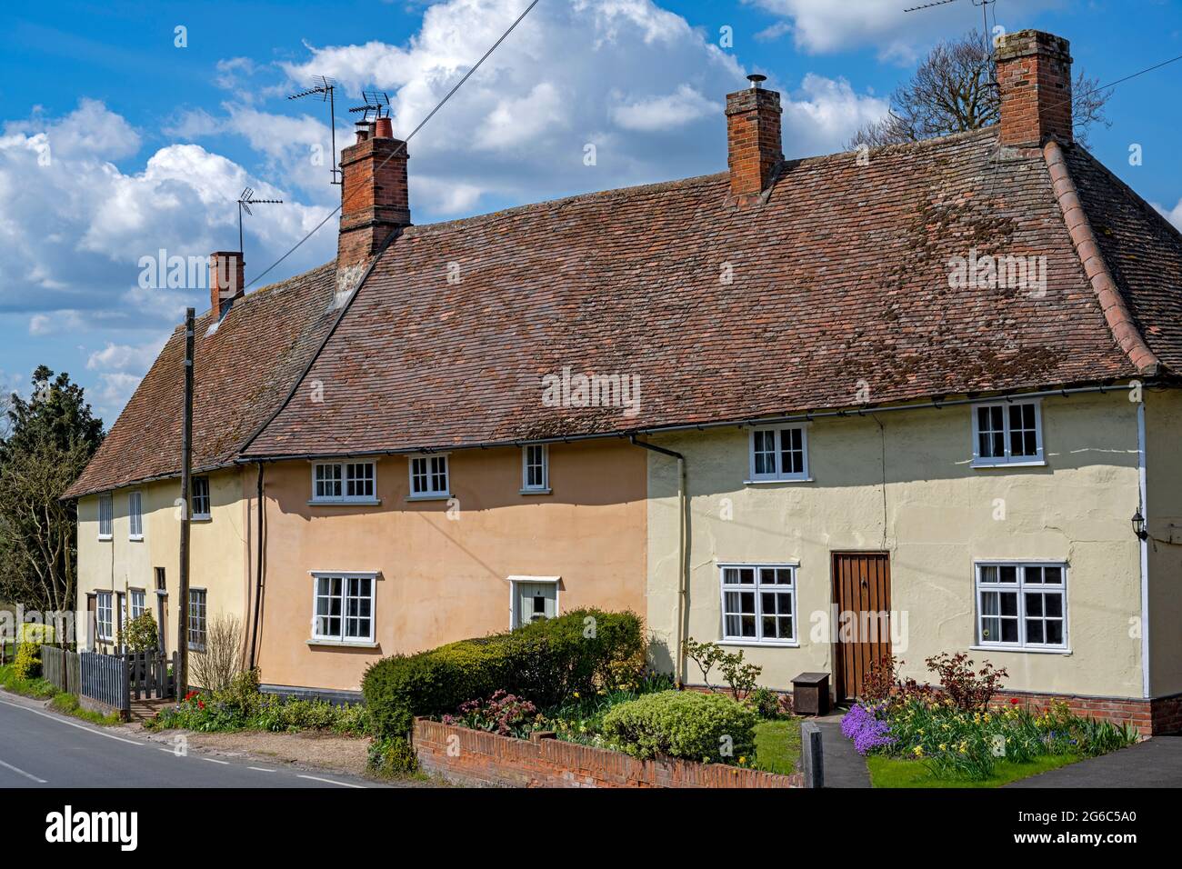 Traditional village houses, Coddenham, Suffolk, England. Stock Photo